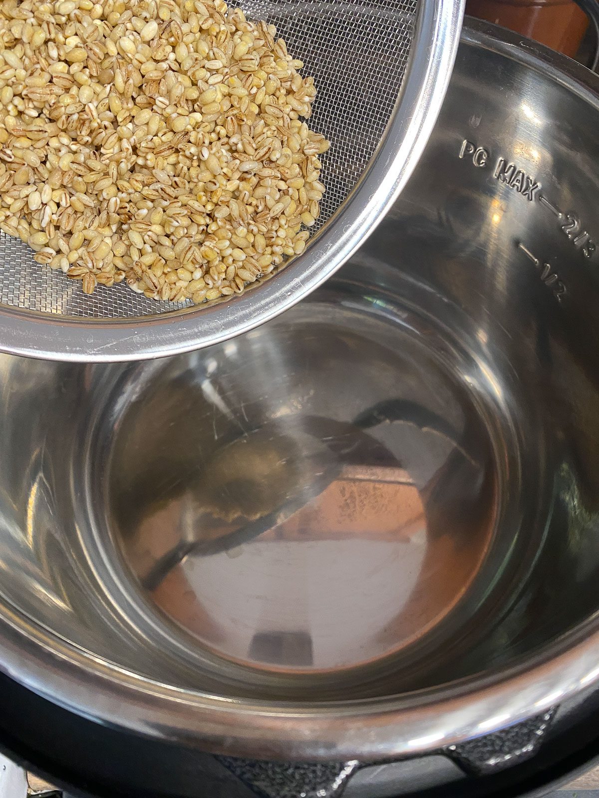 process of adding barley to instant pot