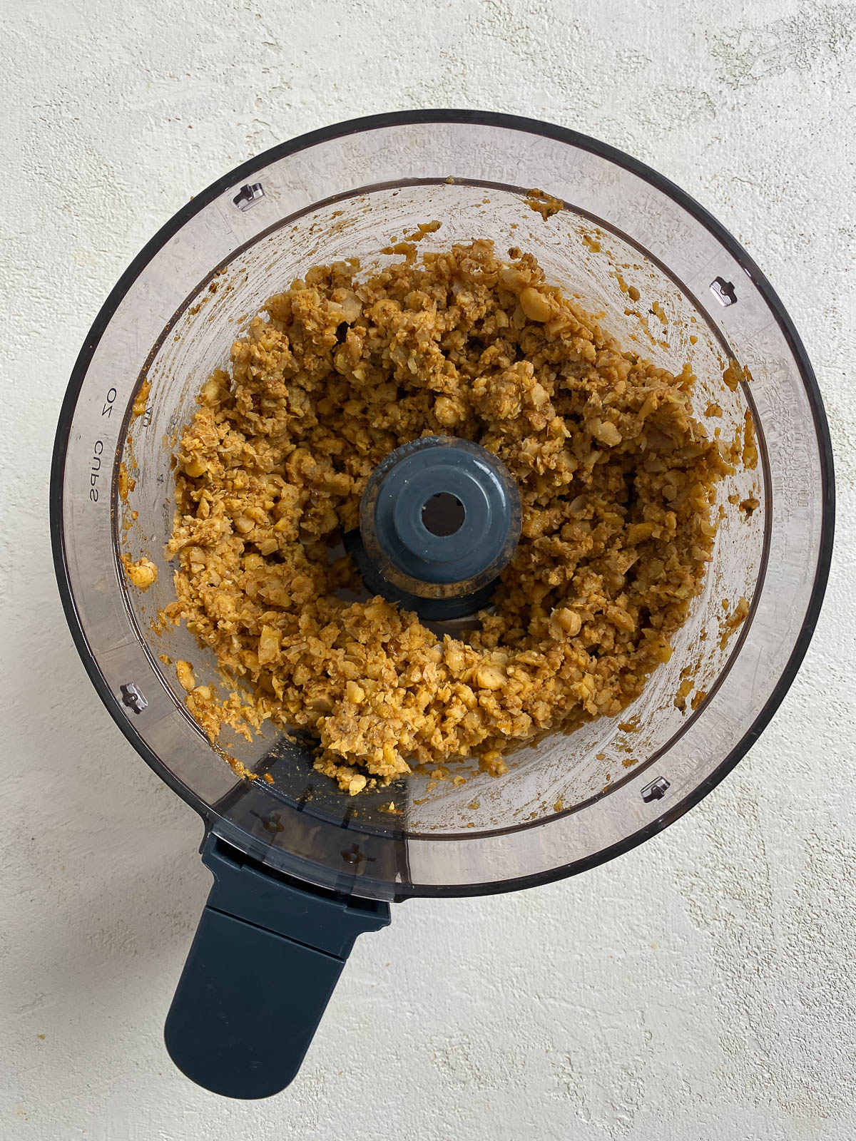 process shot for chorizo tacos of ingredients post processing in a food processor