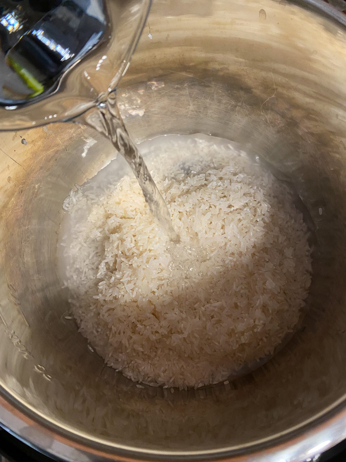process shot of adding water to instant pot