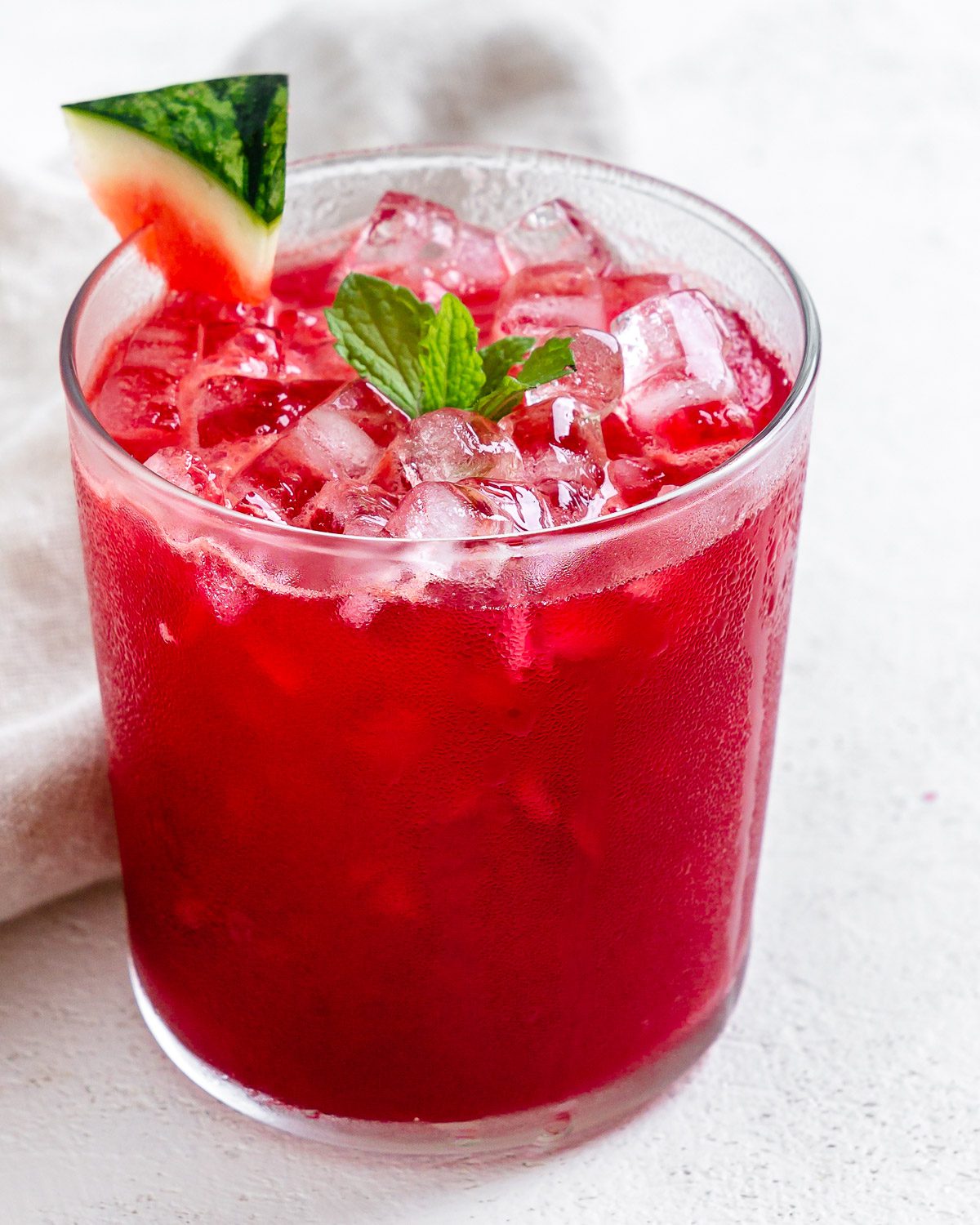 completed Fresh Watermelon Juice Blend in a glass cup