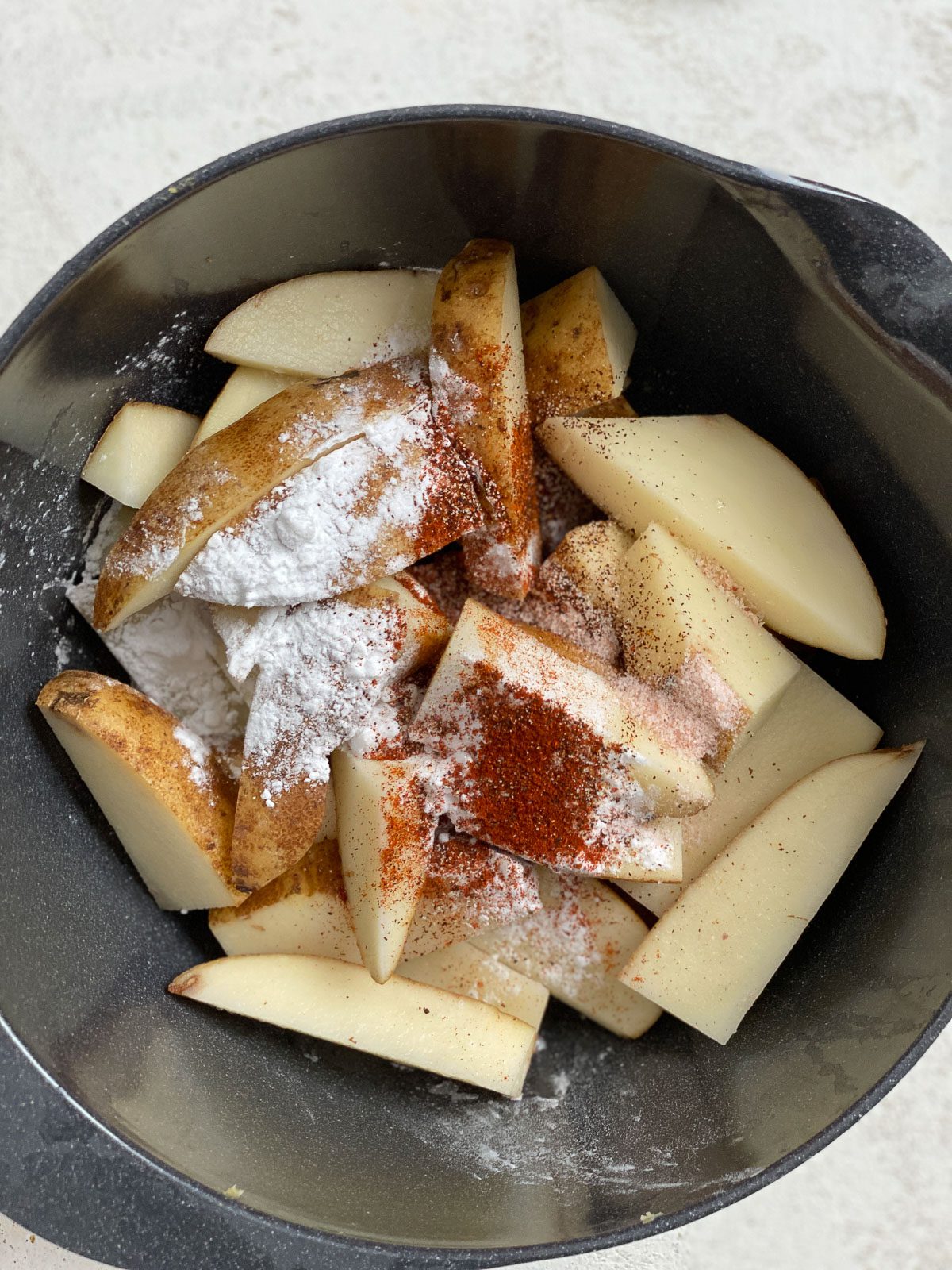 spices added to fries in air fryer