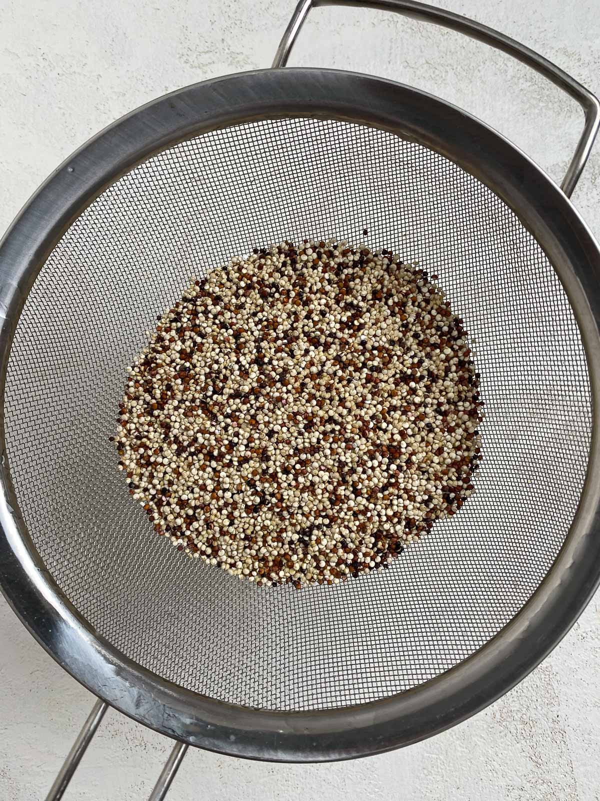 quinoa in a strainer