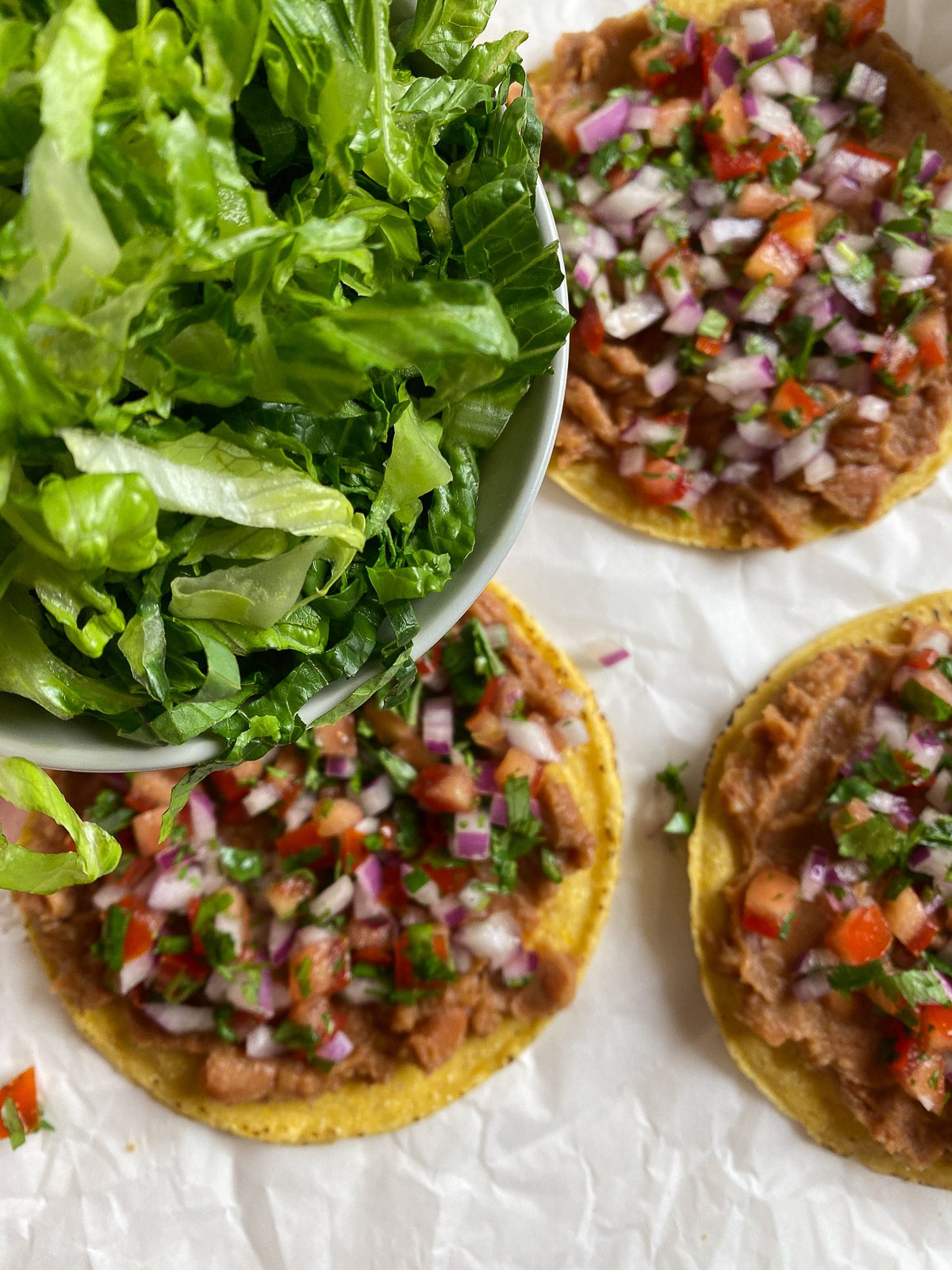 process of lettuce to vegan bean tostada