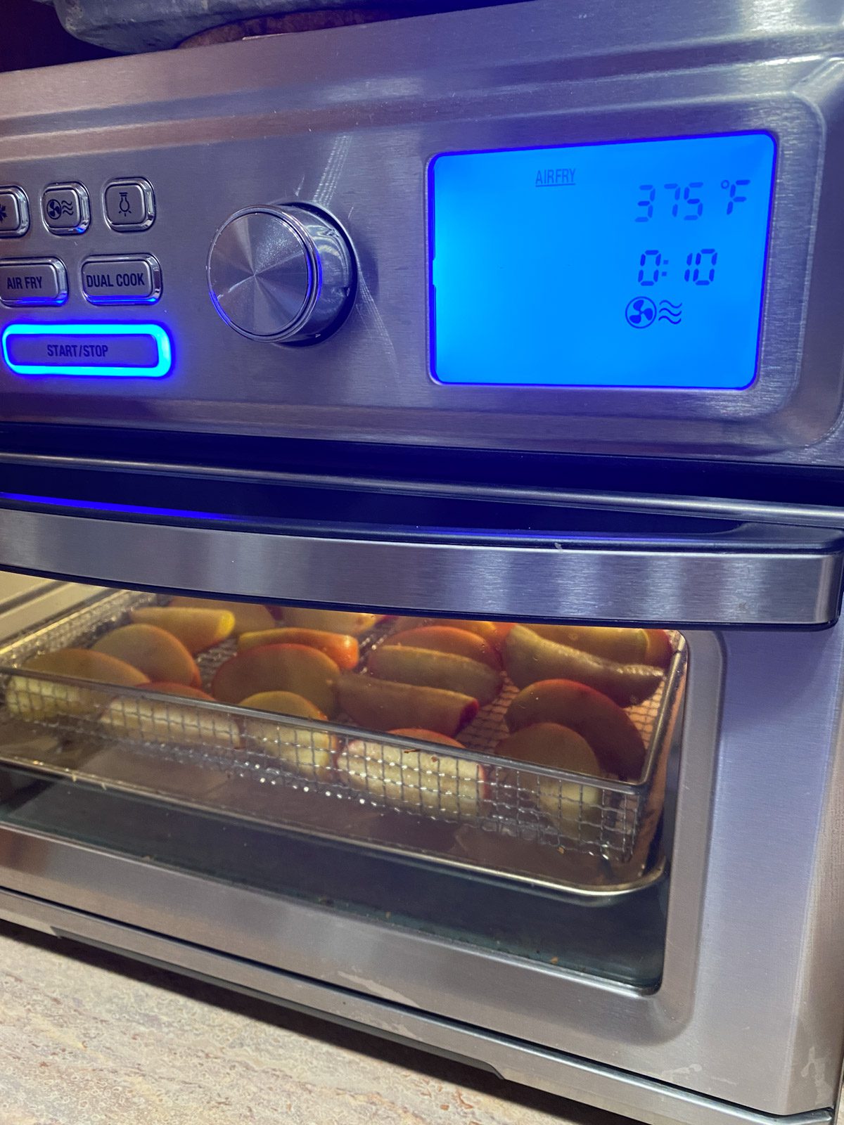 apples with topping in an air fryer