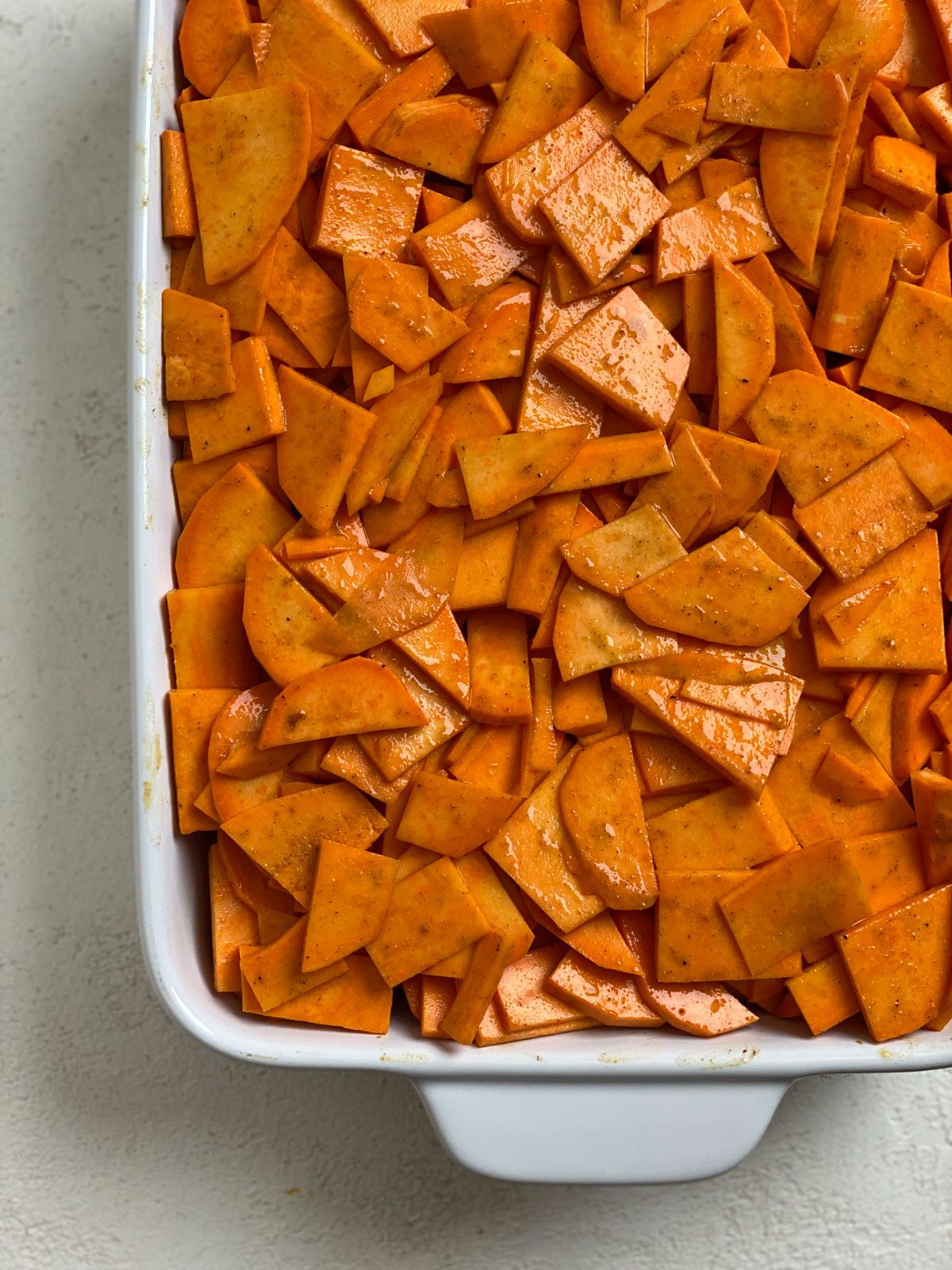 pre baked candied yams in a baking dish