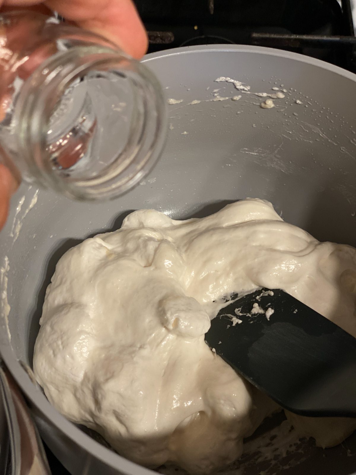 process shot of adding peppermint to pan