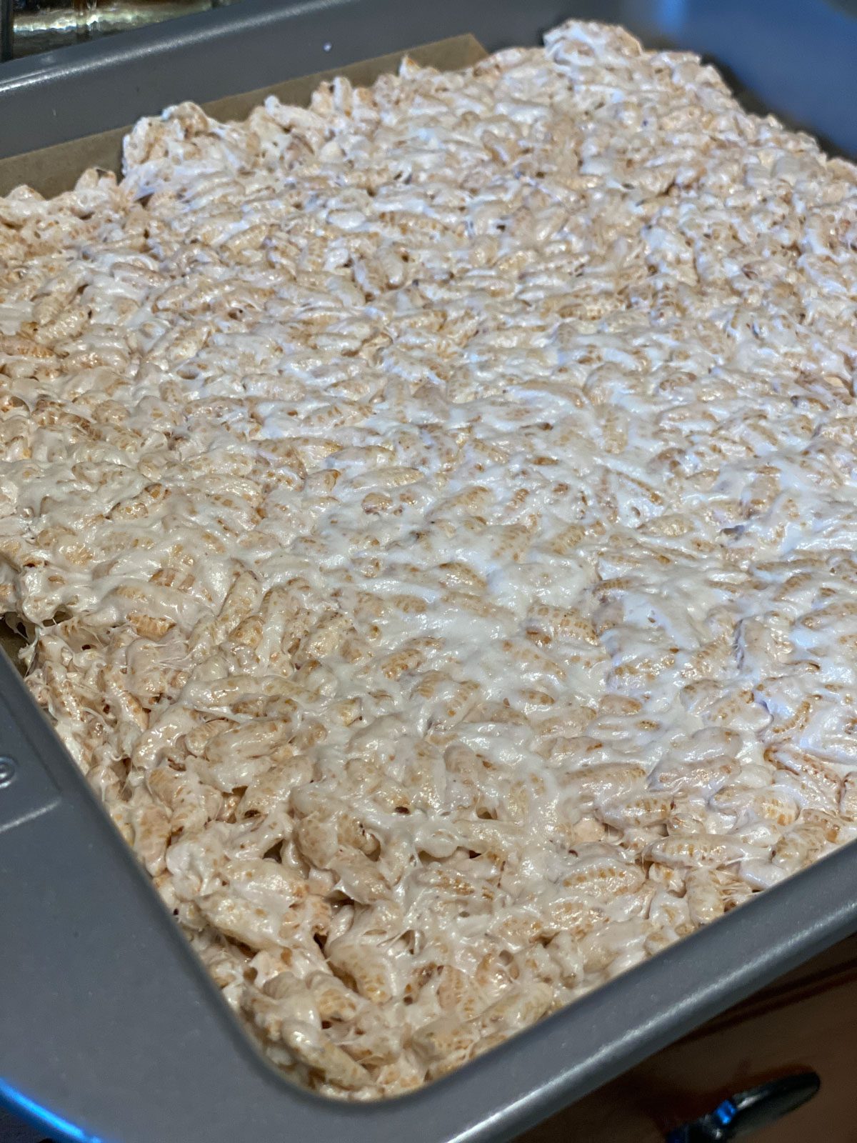 process shot post pressing ingredients for Easy Vegan Rice Krispie Treats