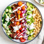 completed Vegan Cobb Salad against a light surface