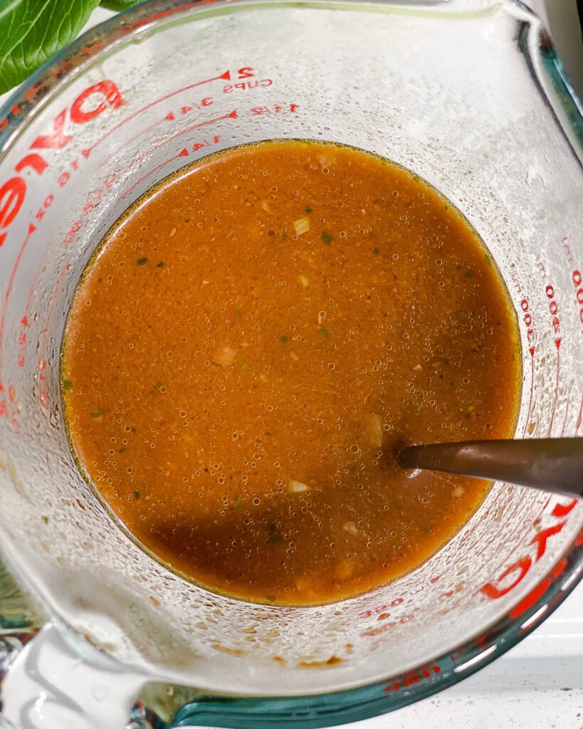 process shot of mixing miso mixture in glass