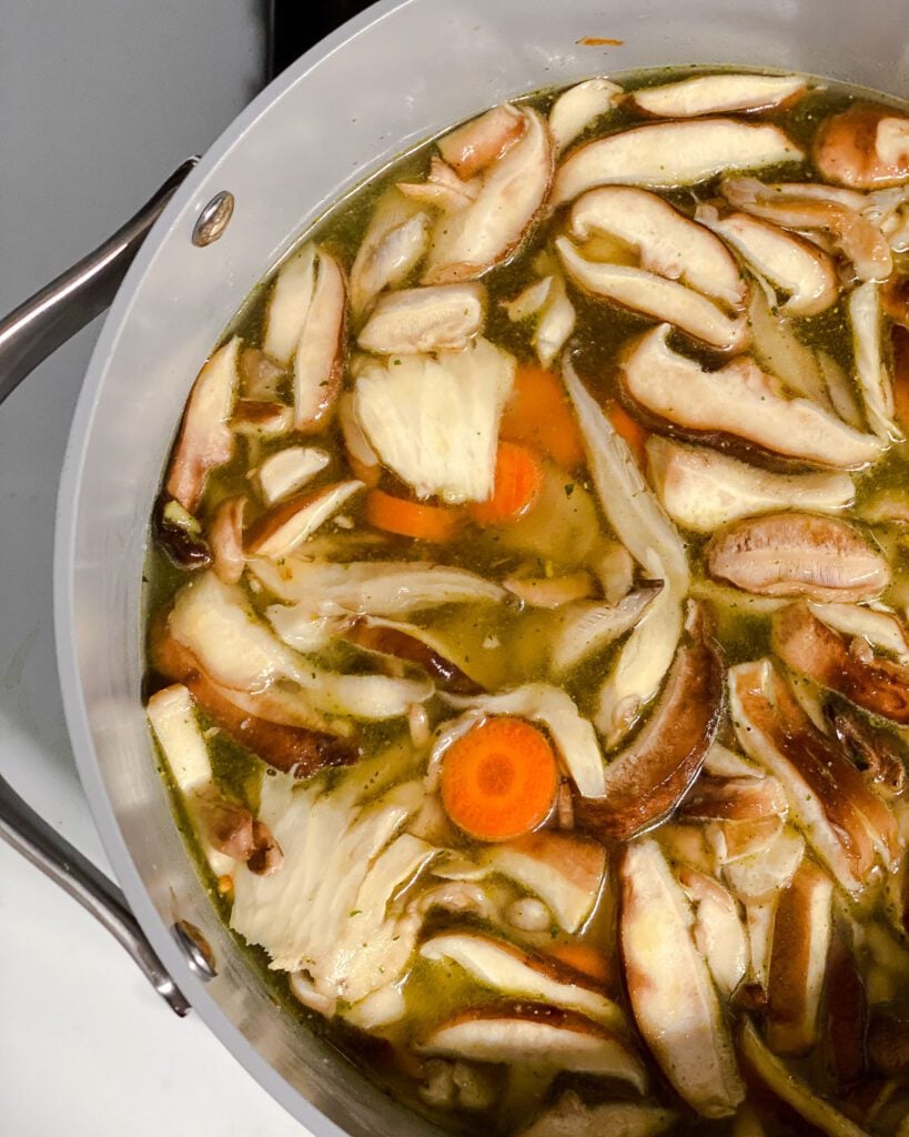 process of mixing ingredients together in pan