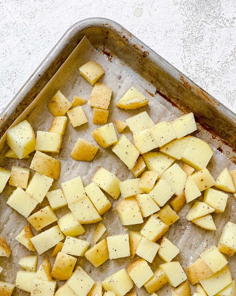 potatoes on a baking tray