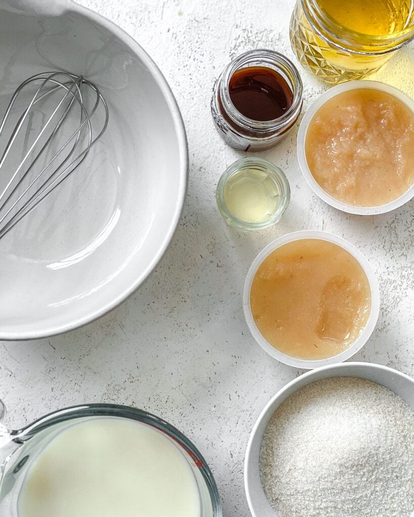 ingredients for Vegan Strawberry Shortcake against a white background