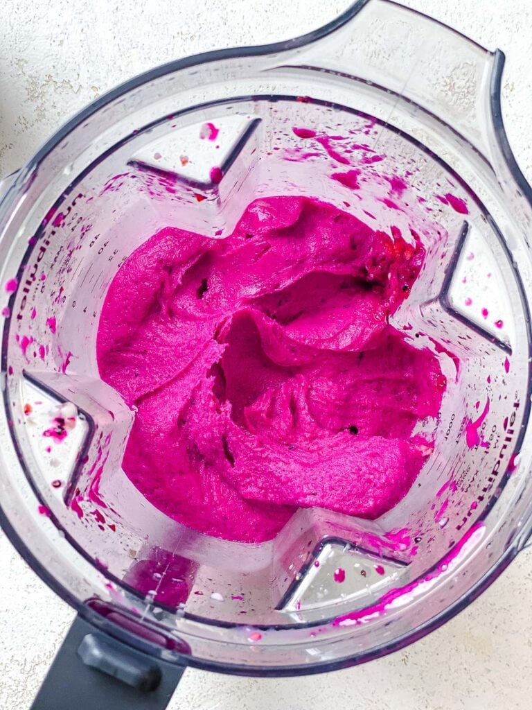 process shot post blending ingredients for Dragon Fruit Smoothie Bowl (Pitaya Bowl)