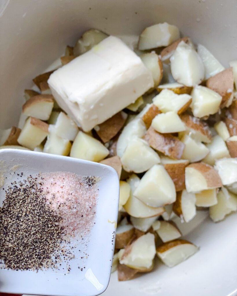 process shot showing seasonings added to pot