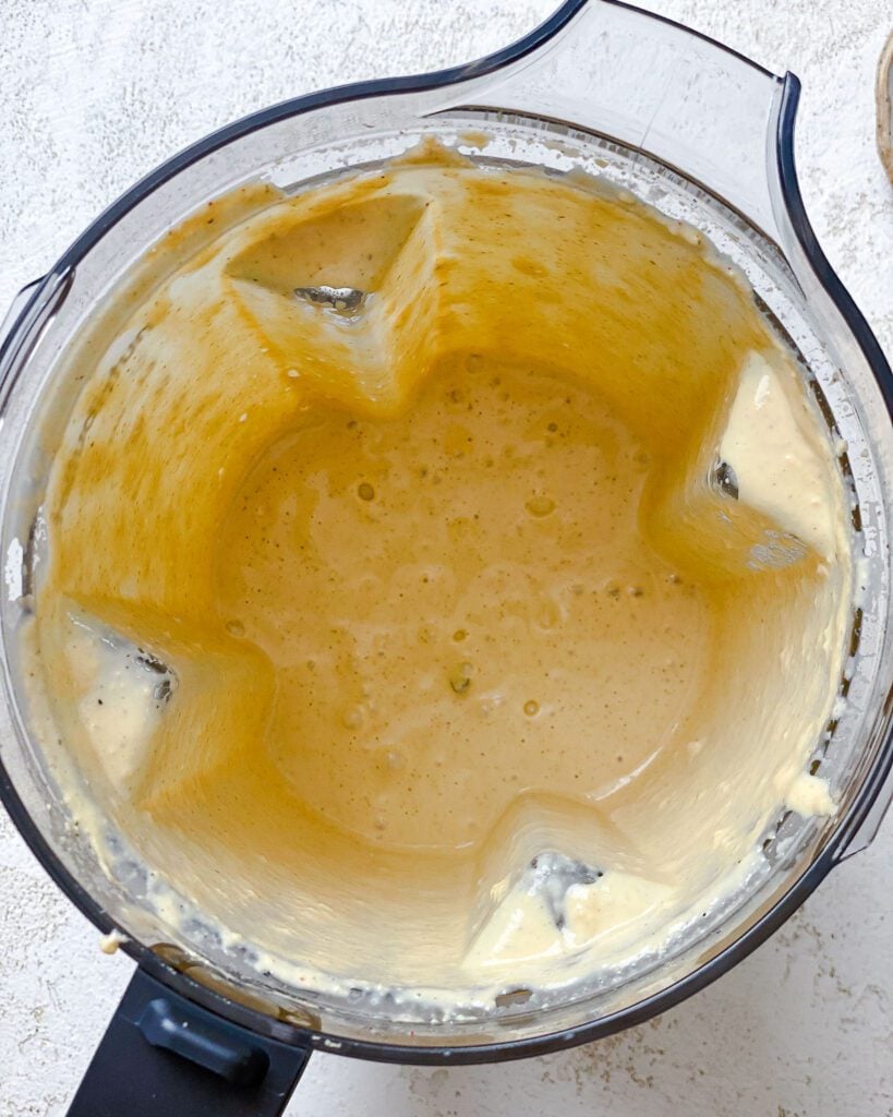 post process of blending dressing ingredients in blender