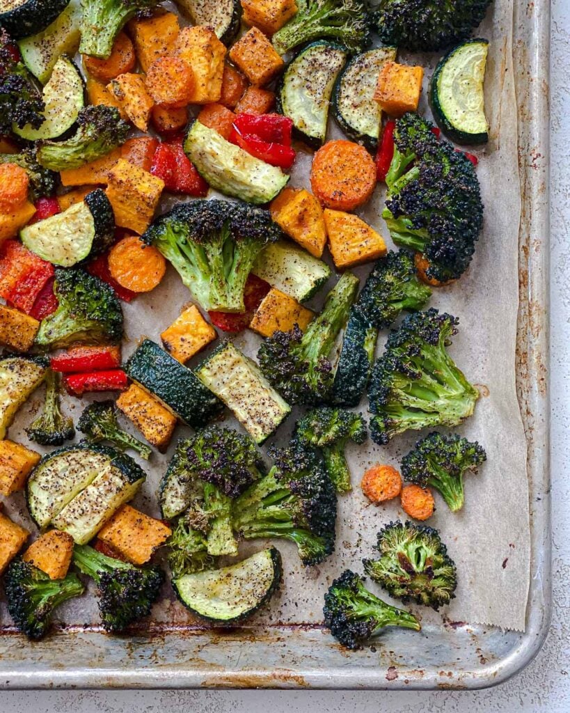 post baked veggies in baking tray