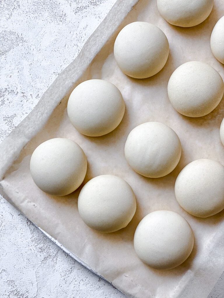 dough that has risen on baking sheet
