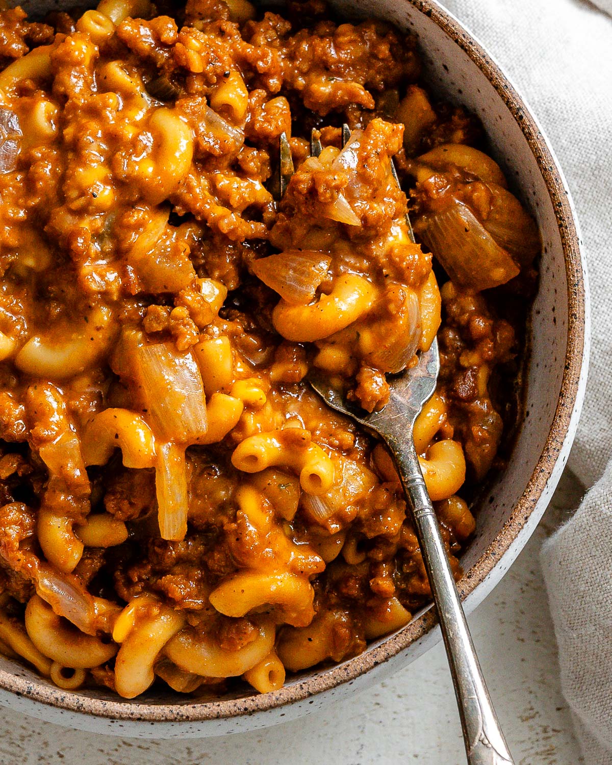 completed One-Pot Vegan Hamburger Helper in bowl