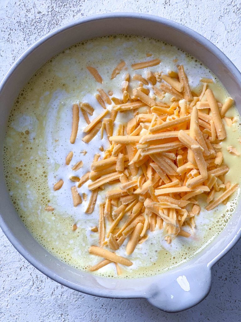 process shot showing the mixing of ingredients in a bowl