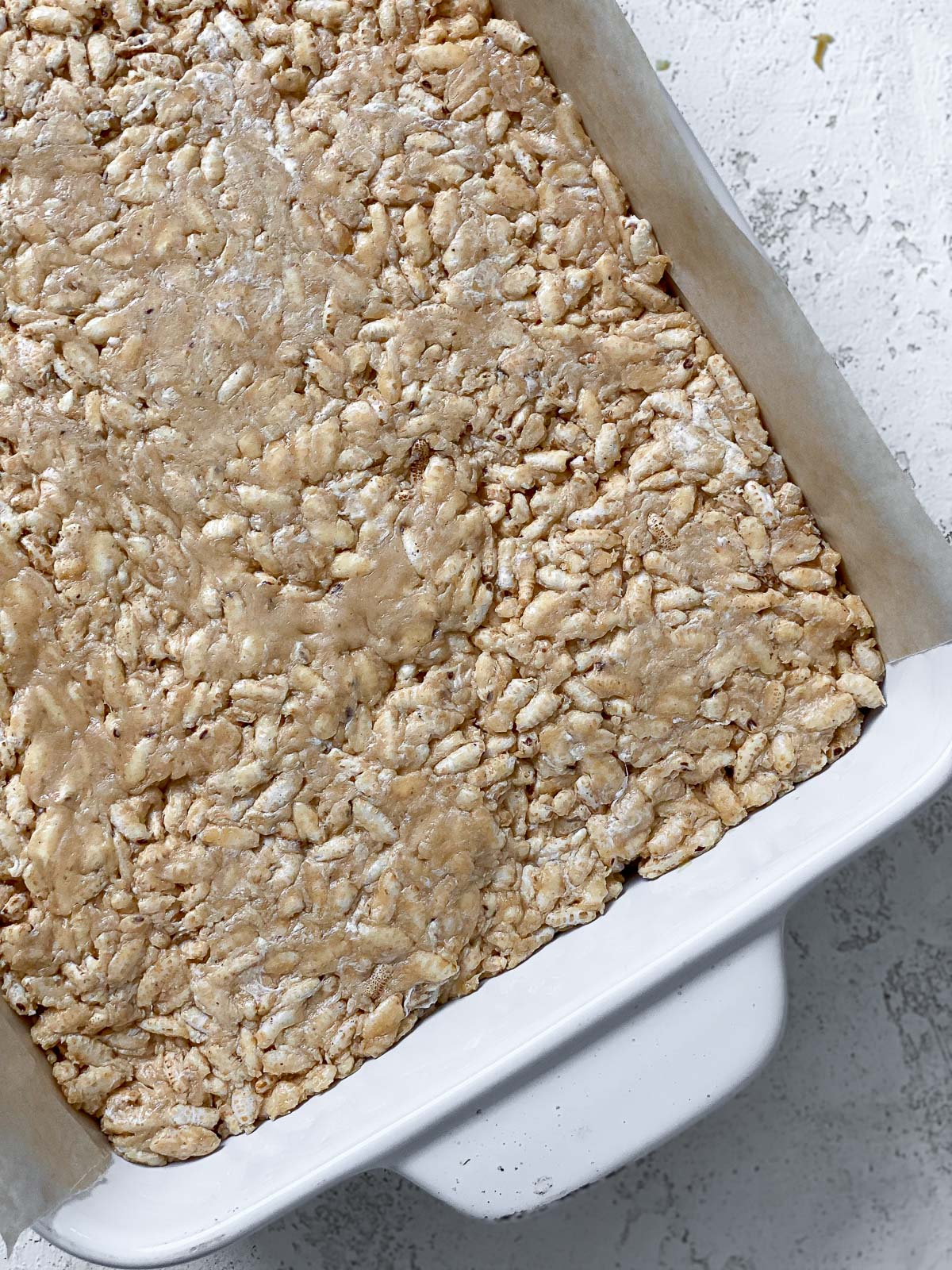 process shot showing the mixture post cooling down in baking dish