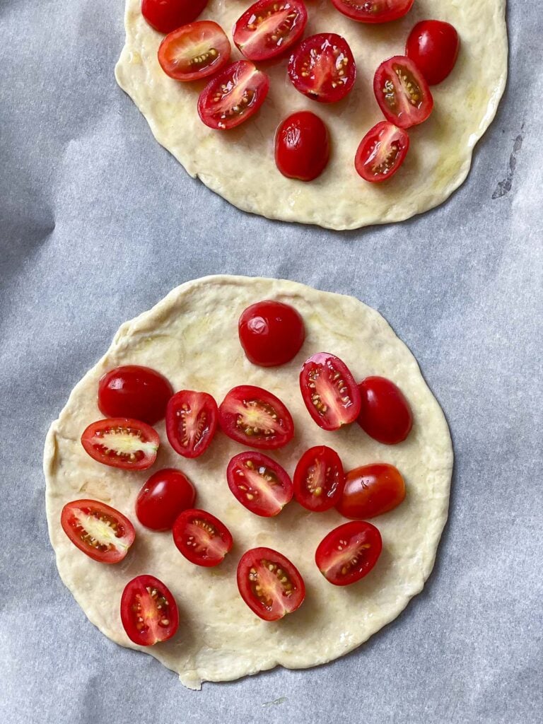 tomatoes added to dough