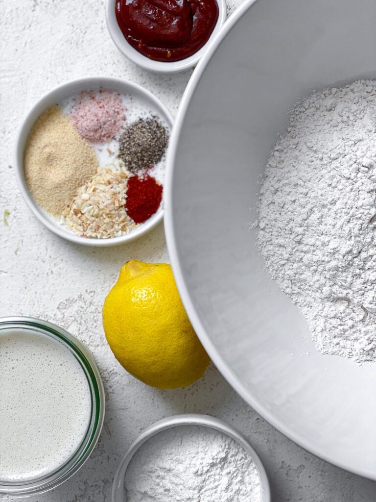 ingredients for Bang Bang Broccoli against a white surface