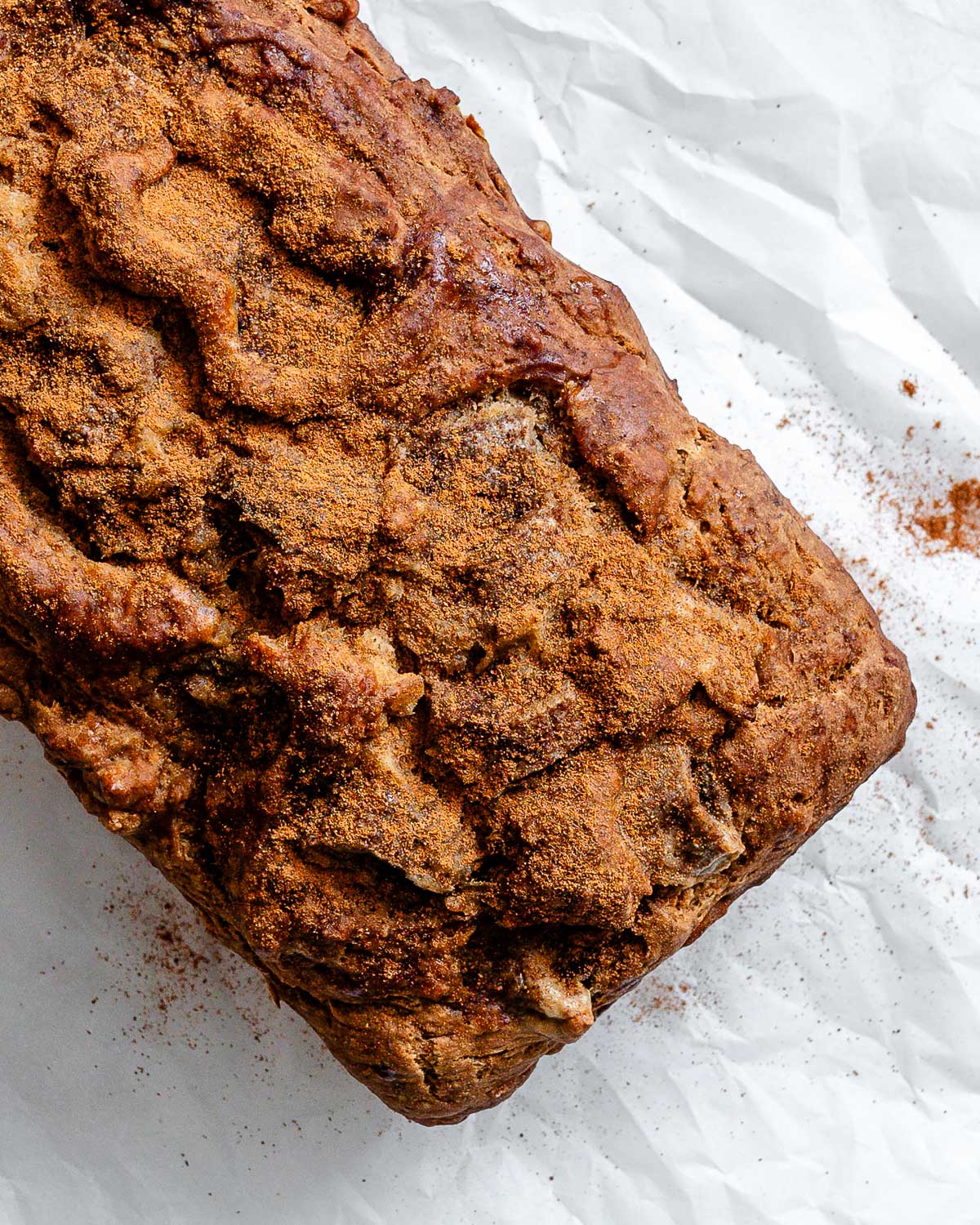 completed Easy Protein Banana Bread on a white surface
