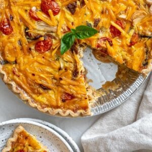 completed just egg quiche against a whtie surface