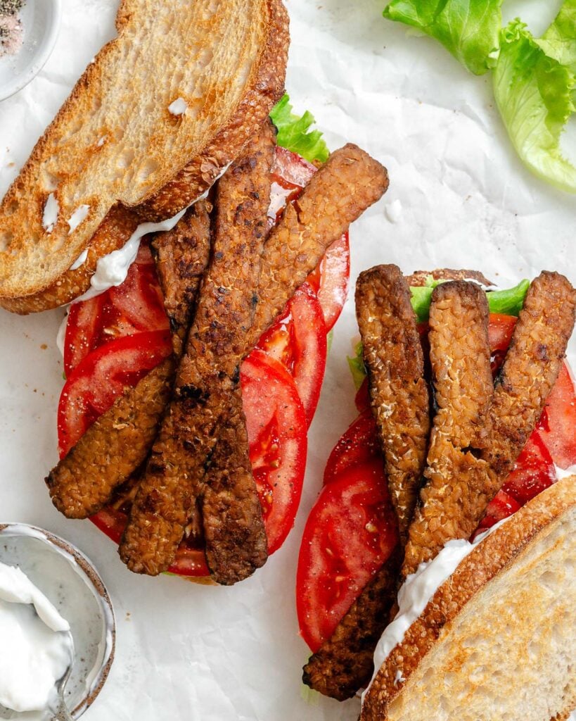 process shot of make vegan BLT
