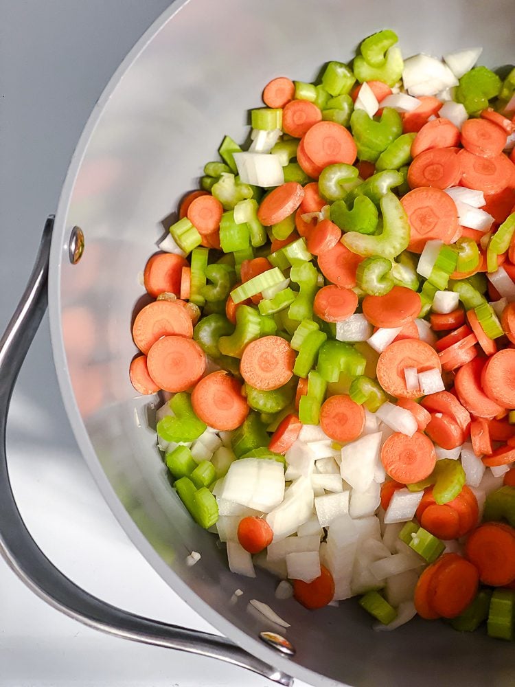 process shot of cooking veggies in a pot