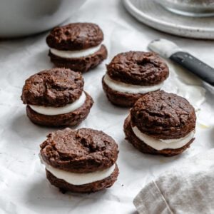 completed Pumpkin Whoopie Pies on a white surface
