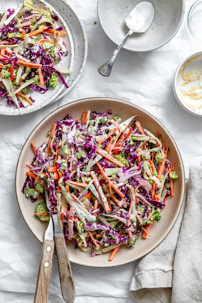 completed Broccoli Slaw on a plate