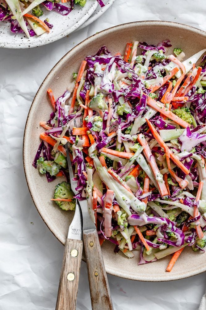 completed Broccoli Slaw on a plate