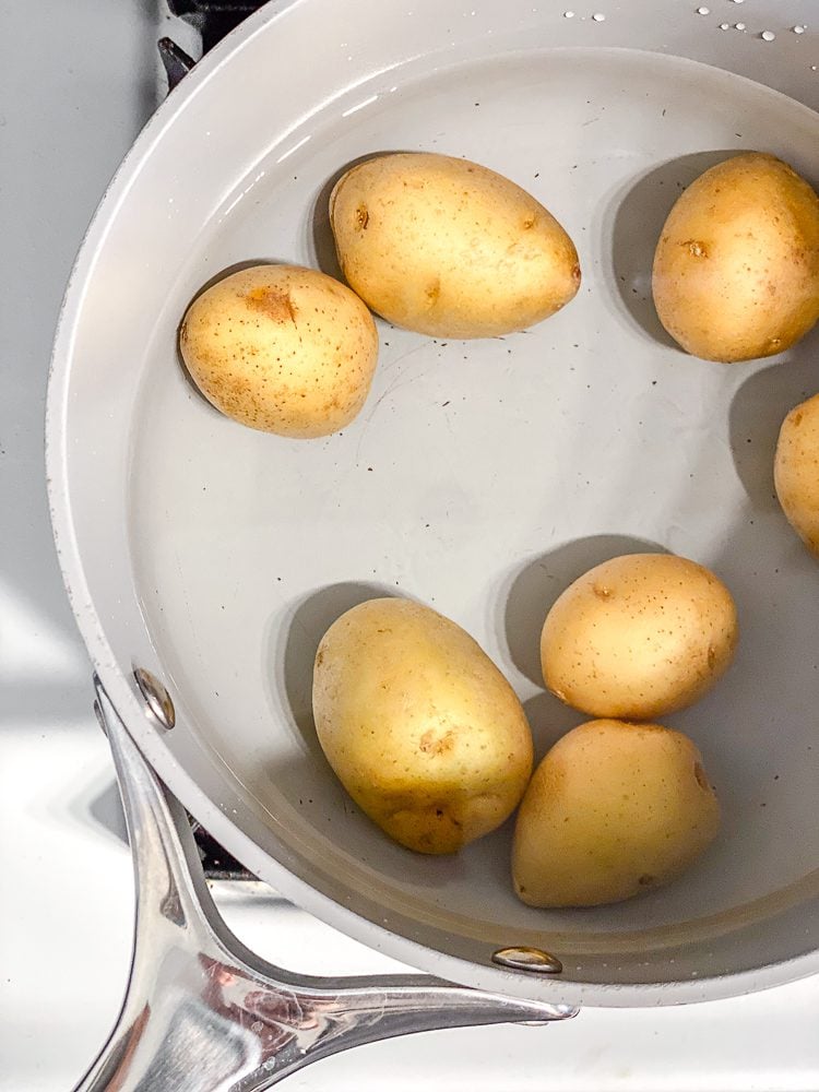 process shot showing potatoes in a pot