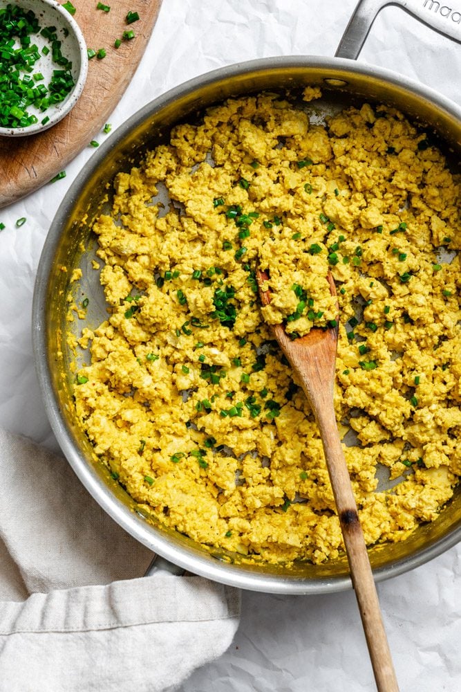 completed The BEST Tofu Scramble in a pan