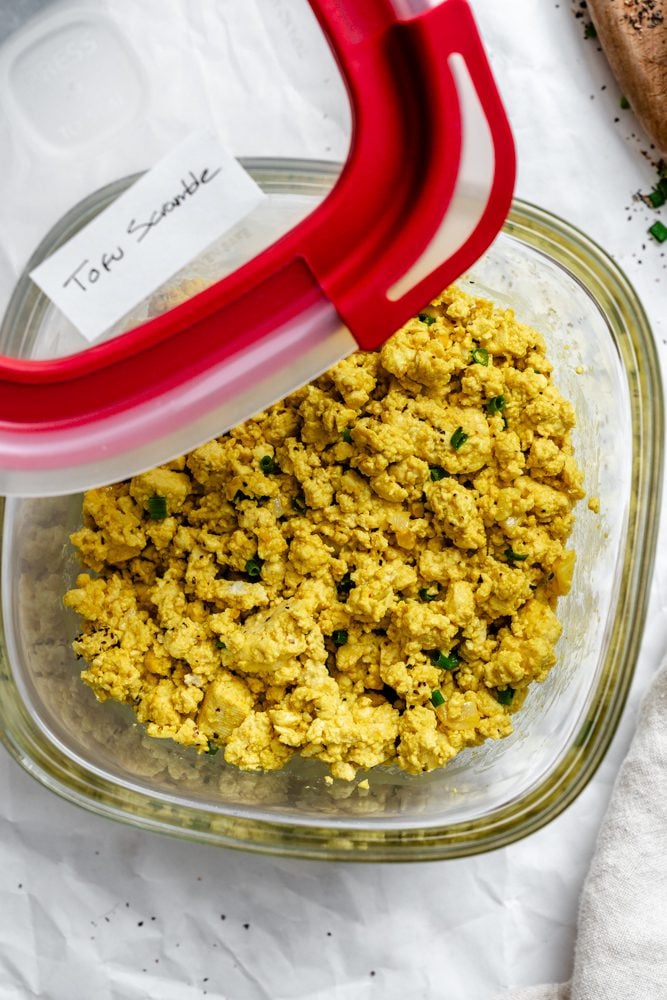 completed The BEST Tofu Scramble in a storage container