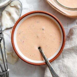 completed Vegan Thousand Island Dressing in a bowl