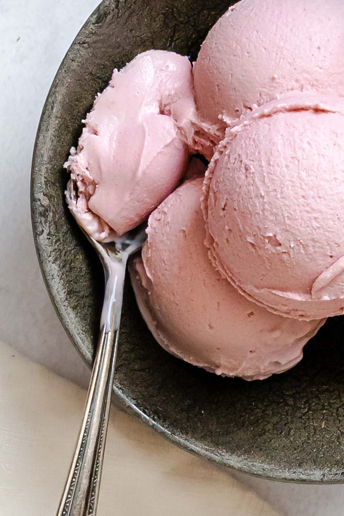 Completed Vegan Strawberry Ice Cream (Ninja Creami)-8 in a bowl.