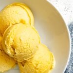 Completed Vegan Peach Ice Cream (Ninja Creami) in a bowl.